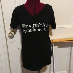 Sseko Designs "Like a girl" is a compliment v-neck t shirt, size small